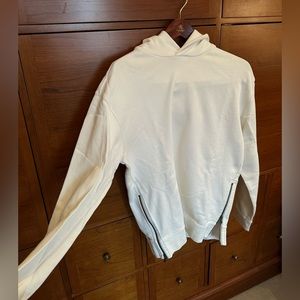 VINCE white hoodie w/ zipper sides SIZE S